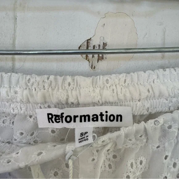 Reformation Olina Eyelet Pants White size Small Petite NWT - Picture 4 of 8